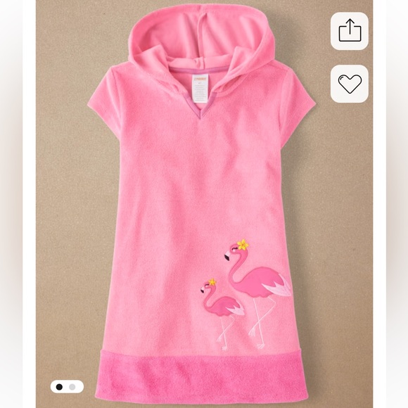 Gymboree Girls Flamingo Cover-Up - Splish-Splash - Pink terry cloth size 6 - Picture 1 of 7